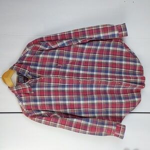 Quizz NY Mens Red / Blue Pocket Shirt Flannel Plaid Vintage Sz.M